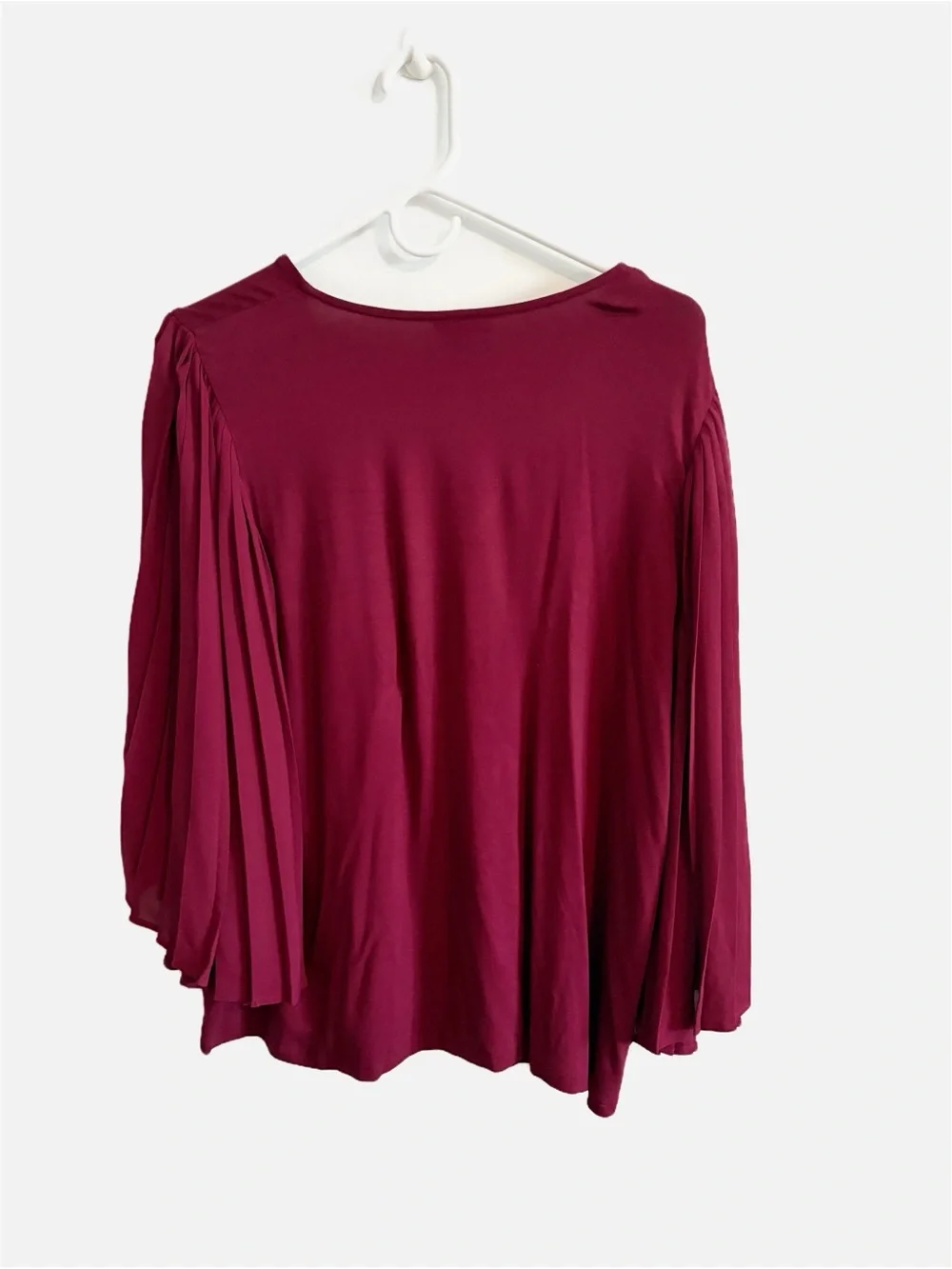 J.Jill Burgundy Pleated Bell Sleeve Blouse - Picture 6 of 6